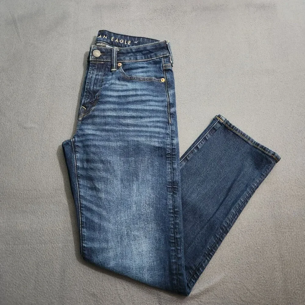 American Eagle Jeans Men 29X30 (30X29) Airflex+ Original Straight Leg Dark Wash